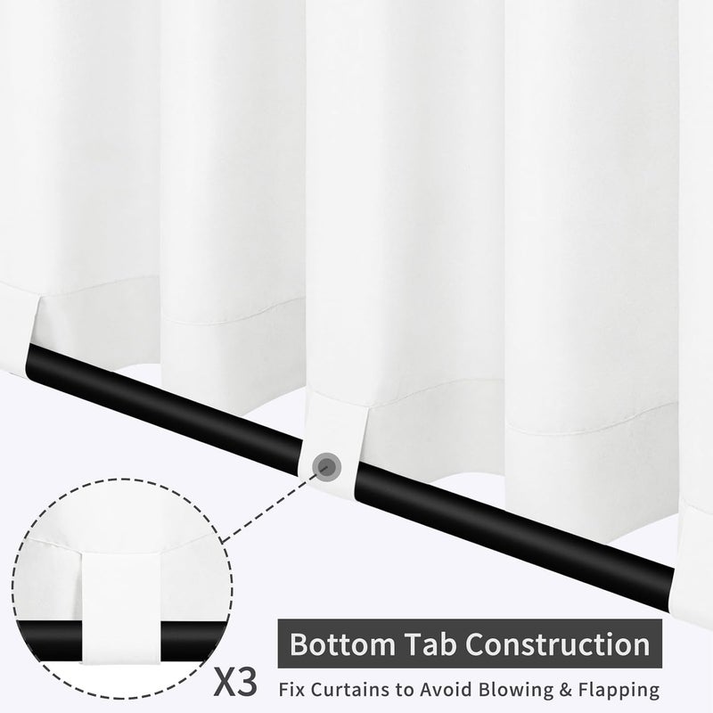 Easy-Going Outdoor Patio Curtains Detachable Tab Top Windproof Weatherproof Curtain for Cabana, Porch, Pergola and Gazebo, Tab Bottom Drape, 2 Panels, 54W x 84L inch, White - Image 3